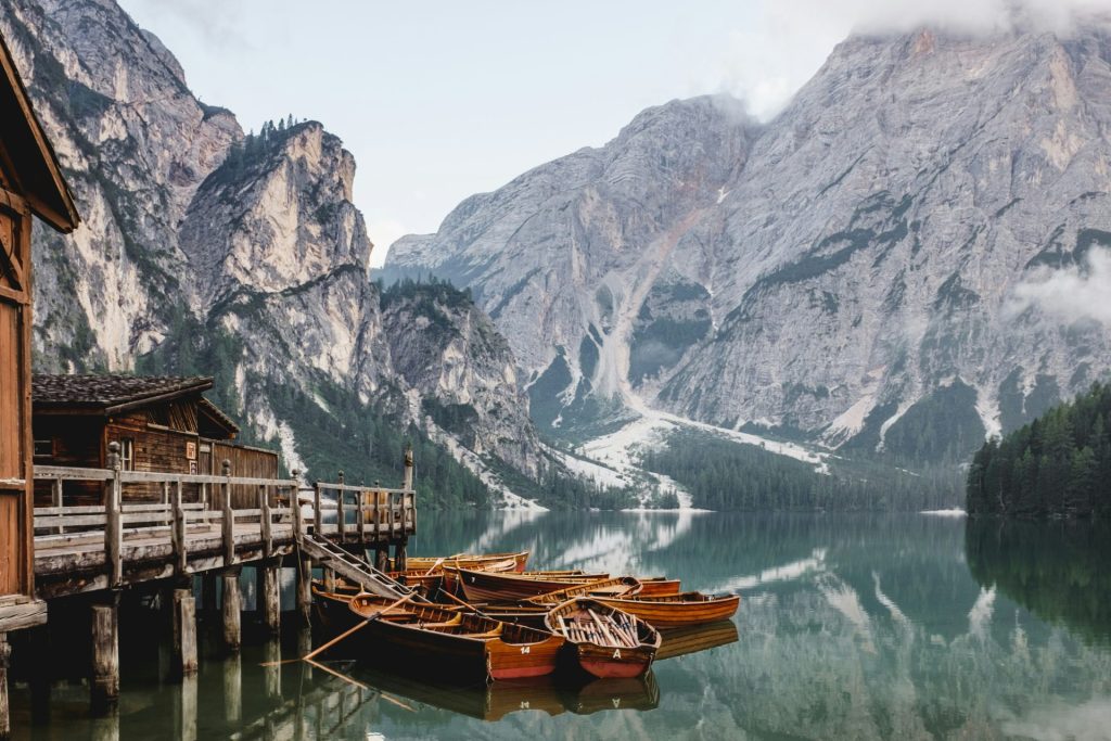 boat docked near house